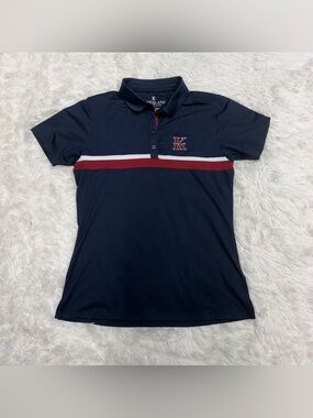 Women’s Large Navy Kingsland Short Sleeve Horseback Riding Wicking Polo Shirt